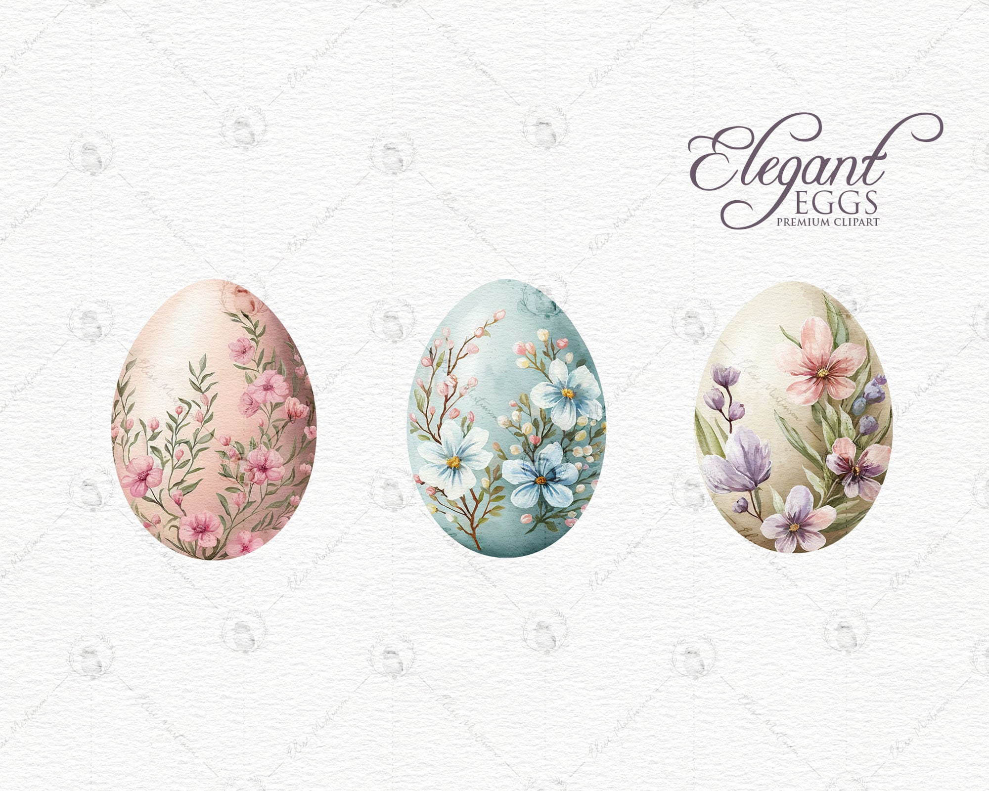 Easter Eggs Clipart | Watercolor Floral Painted Eggs Clip Art ...