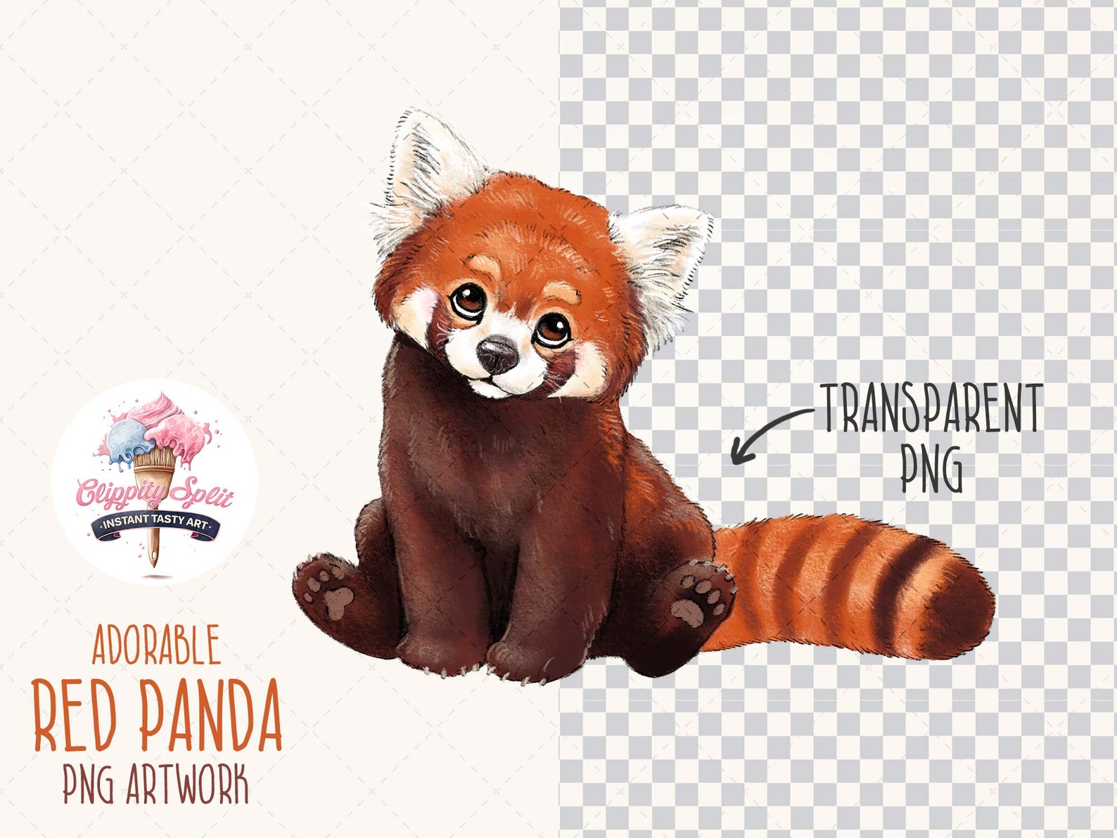 Cute Red Panda Clipart Adorable Red Panda PNG Illustration - Etsy