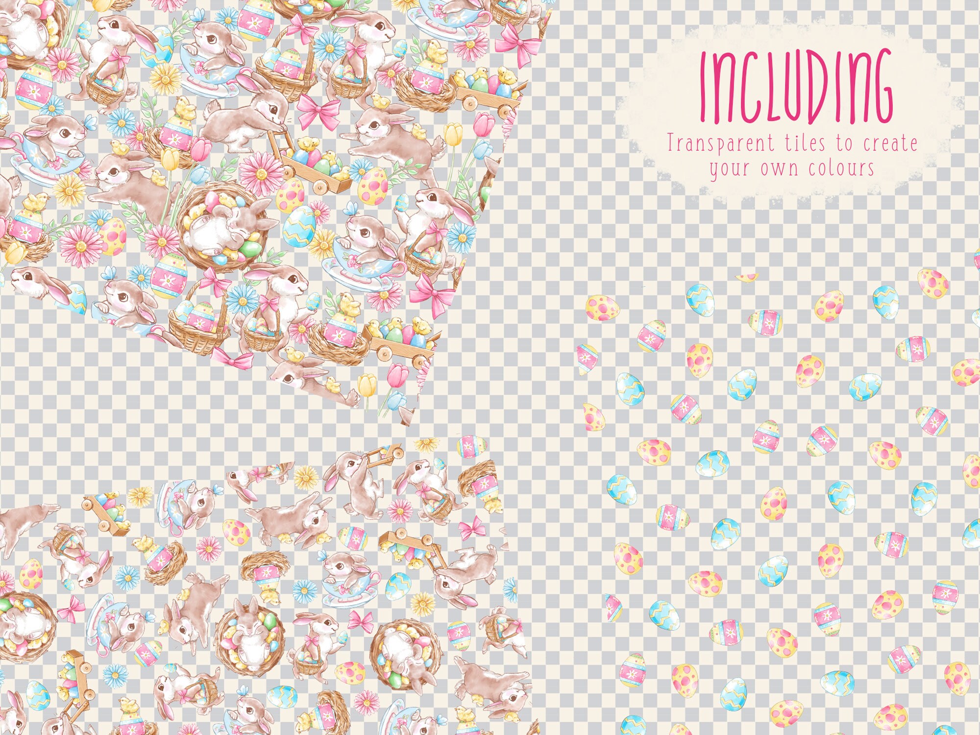 Easter Bunny Seamless Pattern Clipart , Easter Chicks Digital Paper for ...