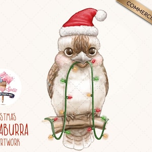 Cute Australian Christmas Kookaburra Clipart, Aussie Christmas Clip Art, Clipart for Christmas Crafts and Decoration, Digital Download