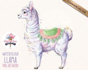 Llama Clipart, Alpaca PNG Watercolor Illustration, Llama Clip Art for Sublimation, Scrapbooking and Crafts, Watercolour Llama Drawing