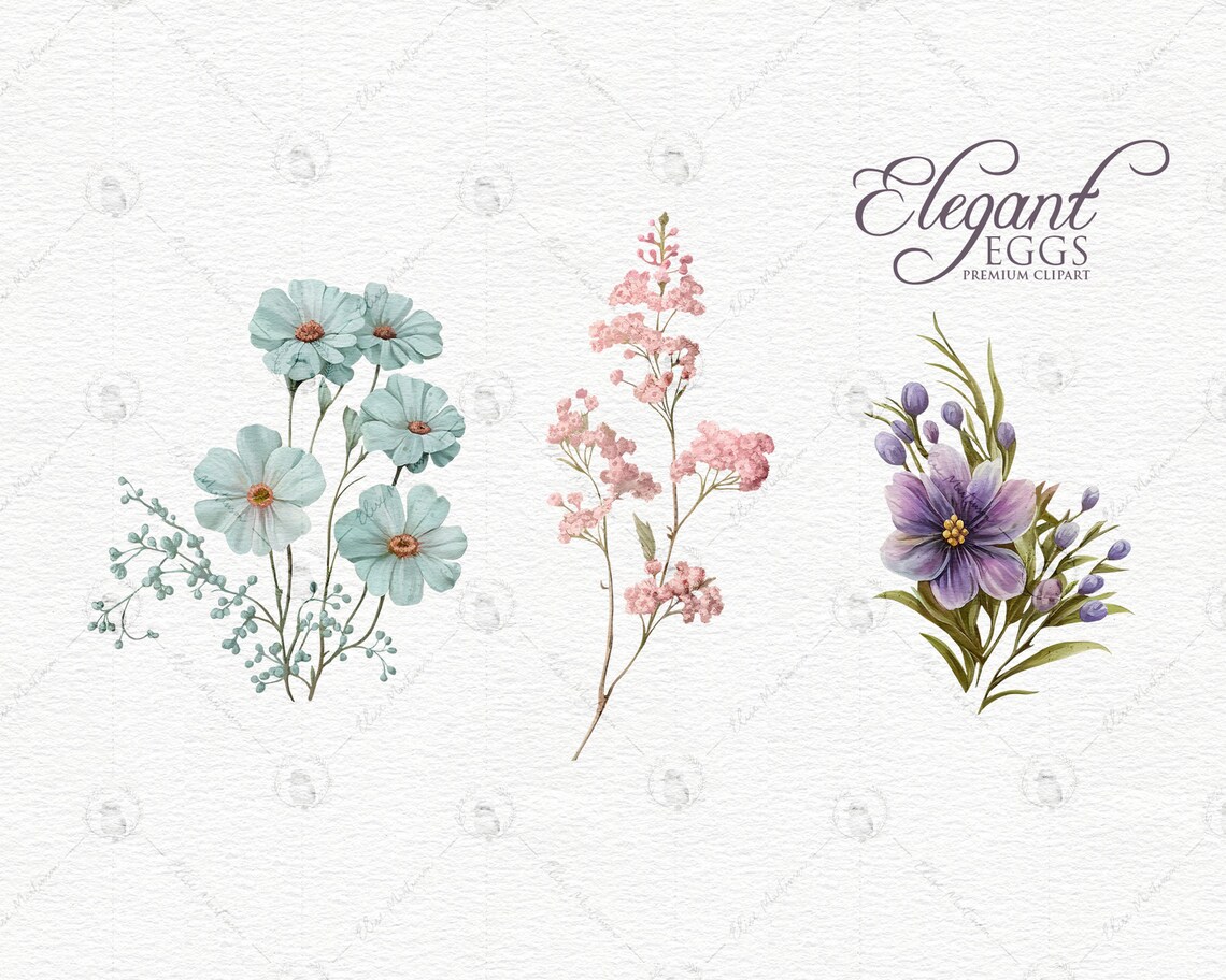 Easter Eggs Clipart | Watercolor Floral Painted Eggs Clip Art ...