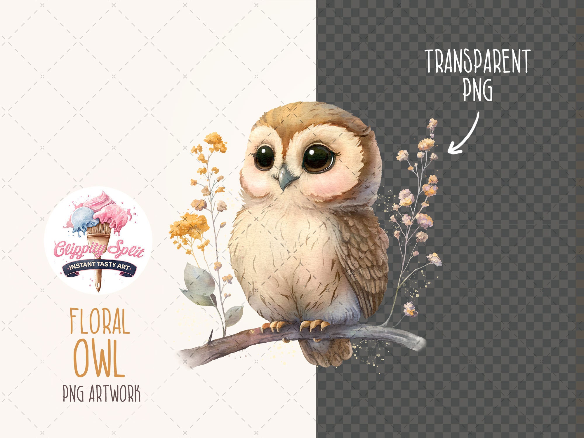 Cute Floral Owl PNG Clipart for Invitations Printables and - Etsy