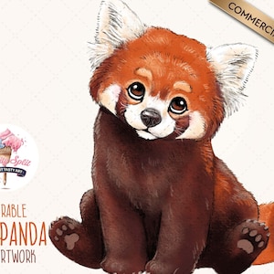 Süße rote Panda-Clipart, entzückende rote Panda-PNG-Illustration, rote Panda-ClipArt für Sublimation, Scrapbooking und Basteln, rote Panda-Zeichnung
