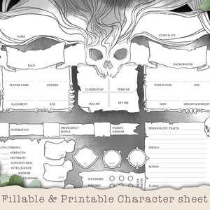 D&D Character Sheet - Warlock - Aangepaste karakterbladen - Invulbaar en afdrukbaar zwart-wit - DnD 5e