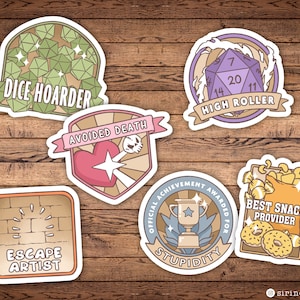 Set de pegatinas de D&D: 6 logros para los miembros de tu grupo - Dungeons and Dragons - SET 2