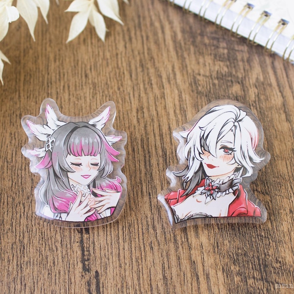 Arlecchino & Columbina Acrylic Pin | Genshin Impact Acryl Pin | Anime Badge Pins