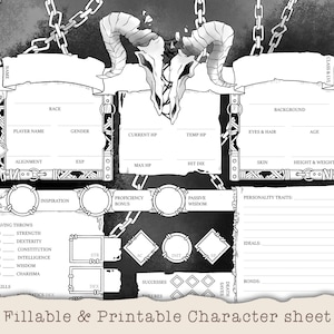 D&D Character Sheet - Unchained Barbarian - Custom Character Sheets - Fillable and Printable Black and White - DnD 5e
