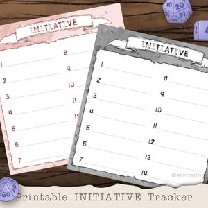 Rastreador de INICIATIVA D&D - Cartão de Notas de INICIATIVA para impressão - Kit do Mestre de Dungeon / Kit do Aventureiro PDF para download