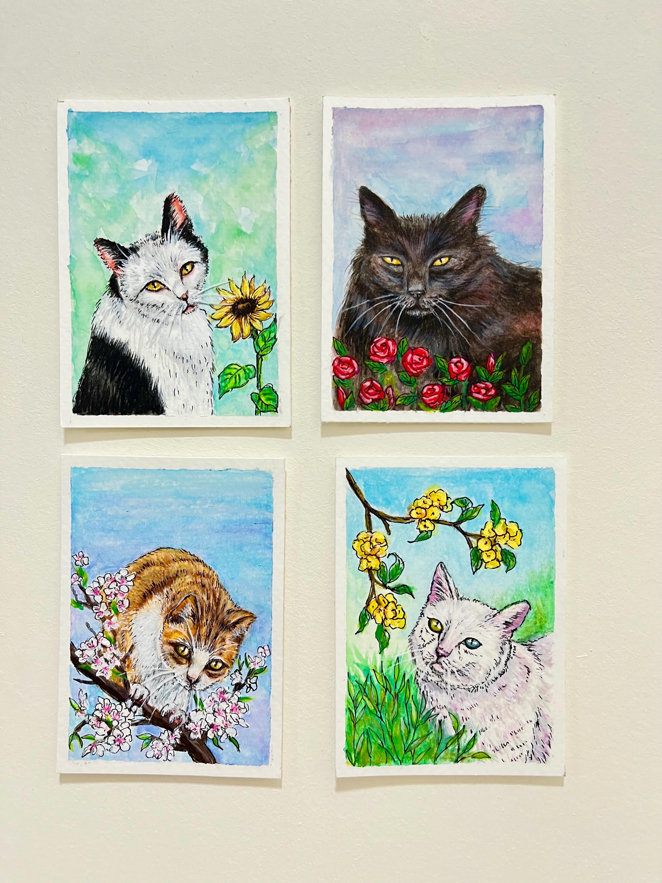 ACEO Original Art Cards 2.5 X 3.5 Inches- Curious Cats Collection ...