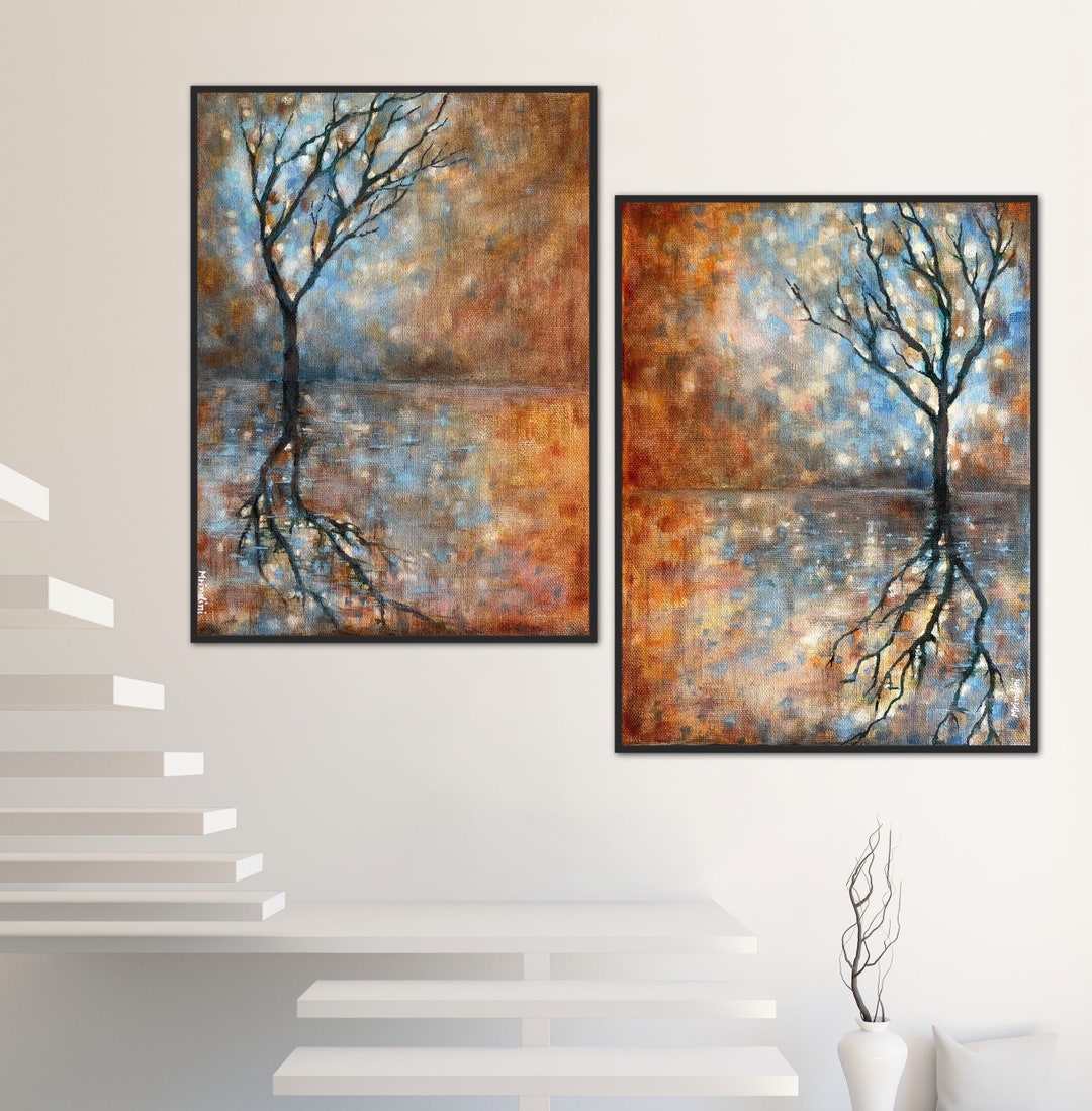 Set of 2 Original Paintings Fall Landscape Painting on Etsy