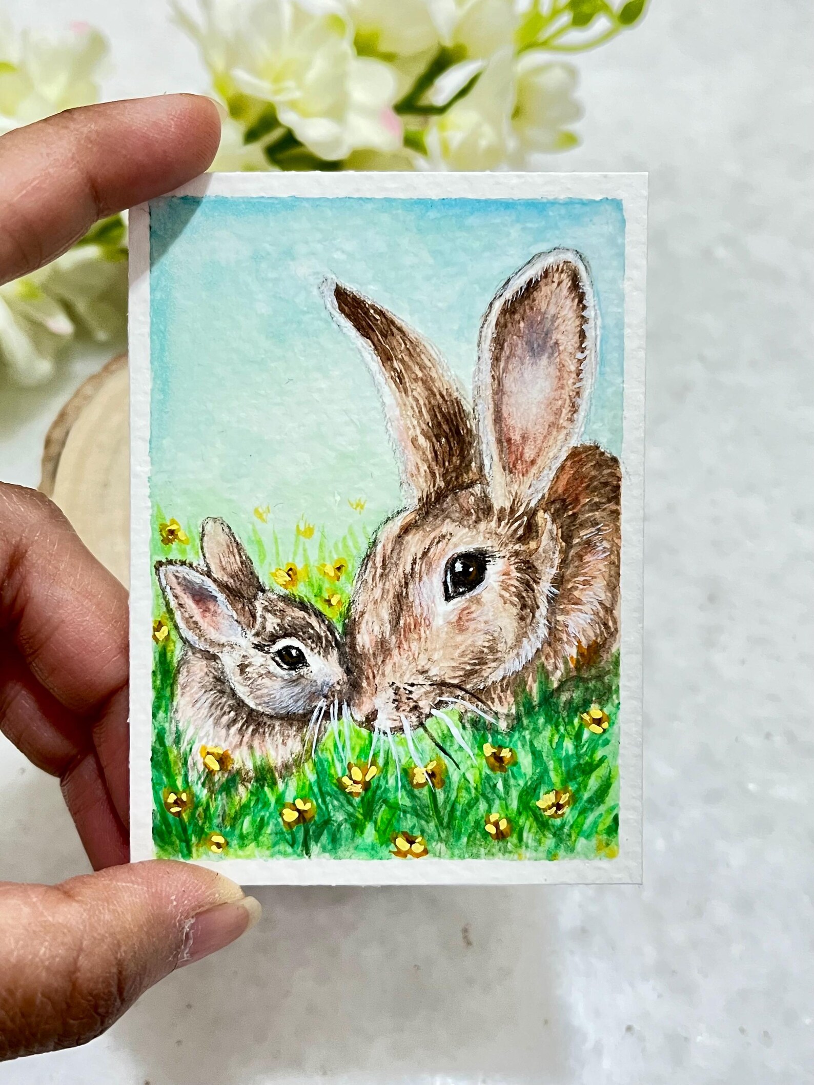 ACEO Original Paintings - Set of 3 Spring Bunny Collection - Miniature ...