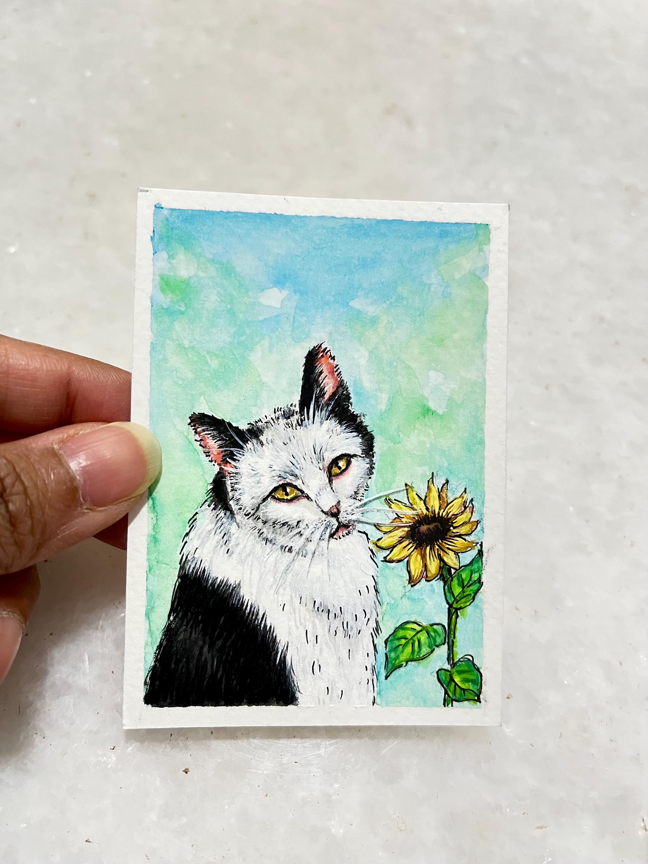 ACEO Original Art Cards 2.5 X 3.5 Inches- Curious Cats Collection ...
