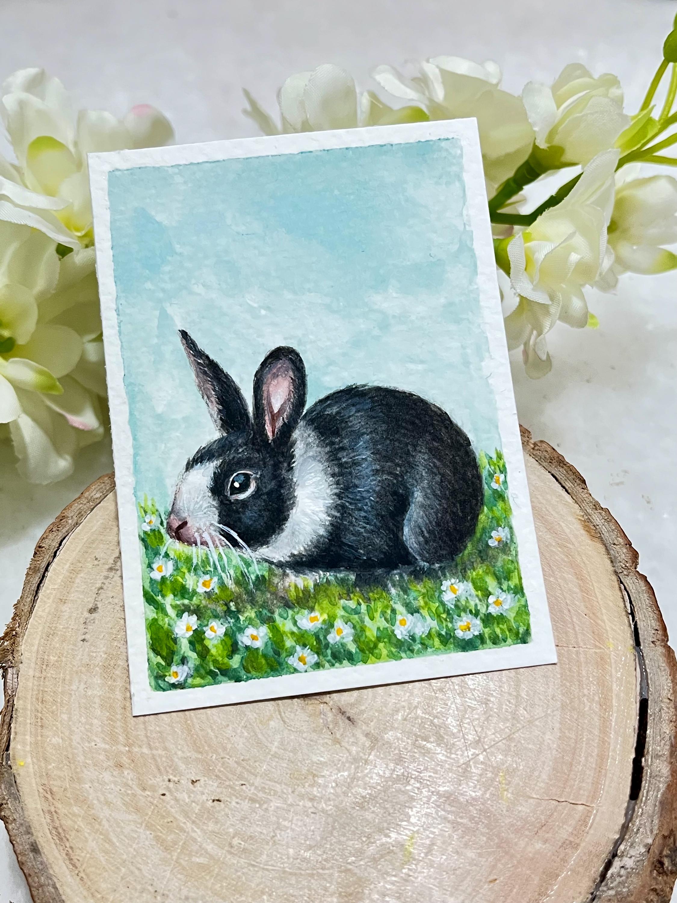 ACEO Original Paintings - Set of 3 Spring Bunny Collection - Miniature ...