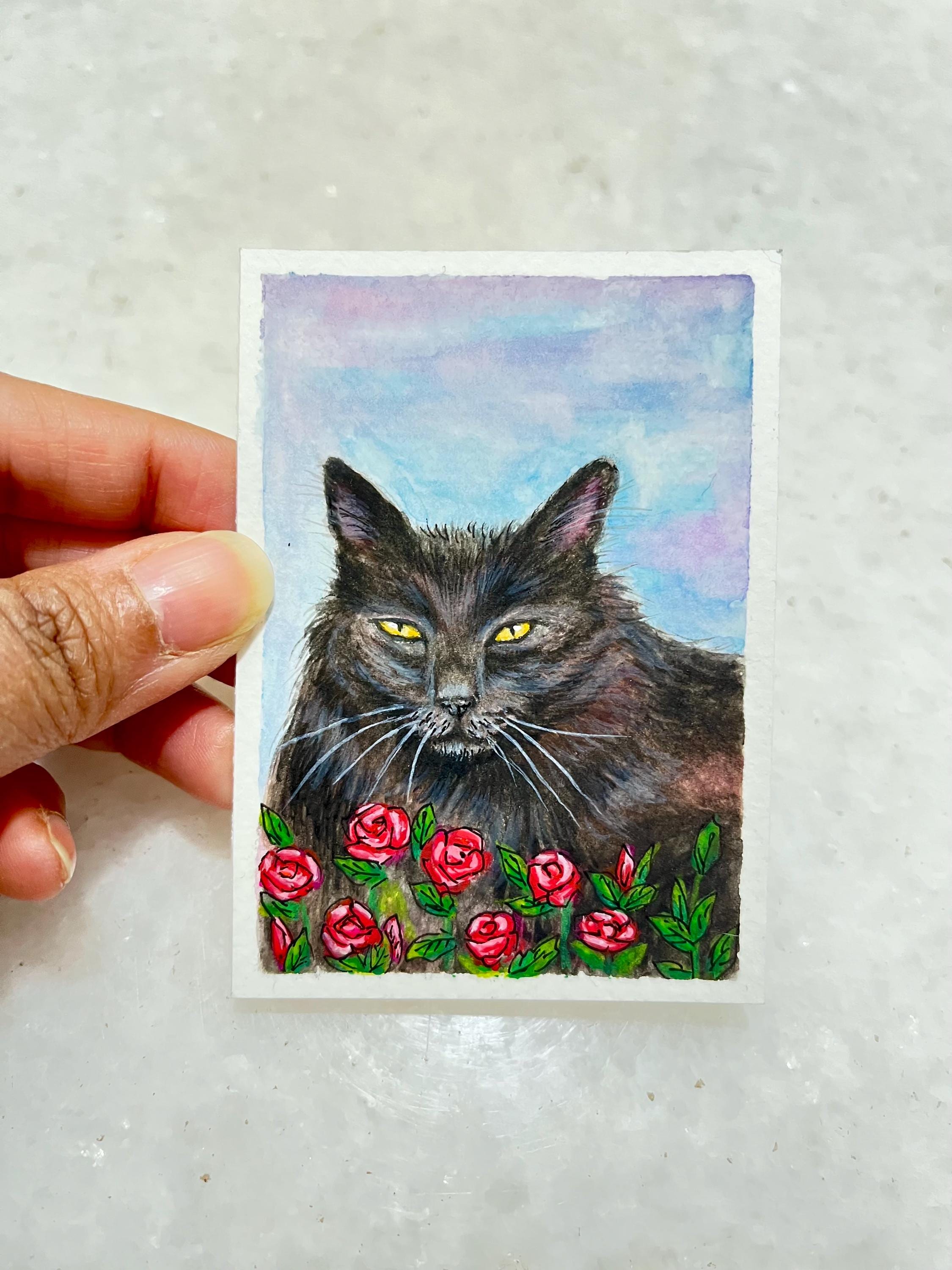 ACEO Original Art Cards 2.5 X 3.5 Inches- Curious Cats Collection ...