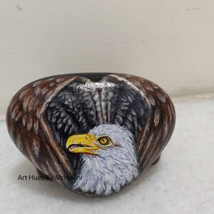 Bald Eagle Painted Stone: Original Wildlife Art, Bird Watcher Gift