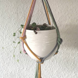 Short Macrame Plant Hanger | Small Plant Pot Hanger | Boho Home Decor | Indoor Plant Pot Holder | 28 Customisable Colours