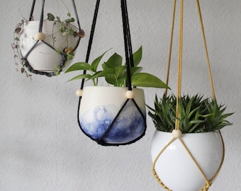 Adjustable Indoor Plant Hanger Without Tail or Tassles | Minimalistic Plant Holder / Various Lengths | 22 Colours