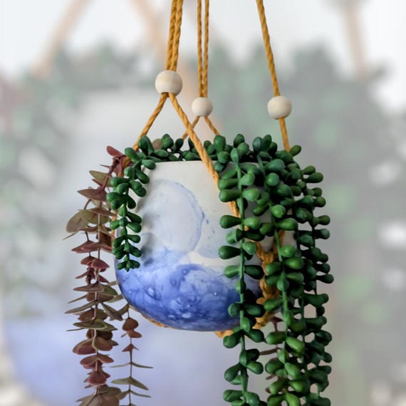 Handmade Adjustable Plant Hanger With Wood Beads: Modern Minimalist Decor -  Etsy