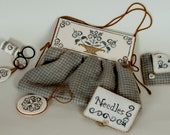 Blue Romance Sewing Set Purse - Chart - Instant Download - Giulia Punti Antichi GPA