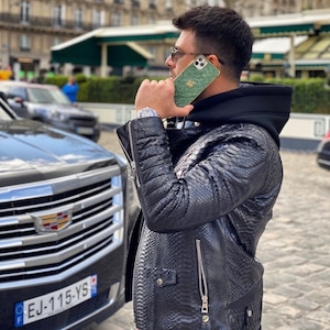 Genuine A Quality  Biker Model Python Leather Jacket