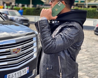 Echte A Qualität Biker Modell Python Lederjacke