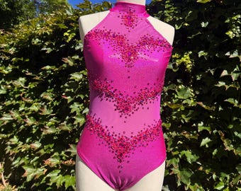 Pink Sweetheart Mesh Cutout  Leotard for Circus Pole Aerial Dance Lyra Trapeeze Circus Performance
