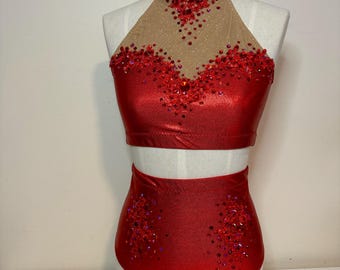 Red 2 Piece Circus Costume for Aerial Dance Lyra Performance