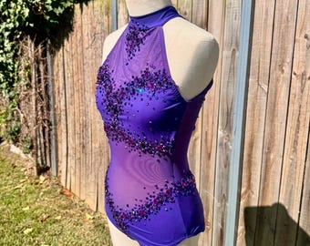 Purple Mesh  Leotard for Circus Pole Aerial Dance Lyra  Performance