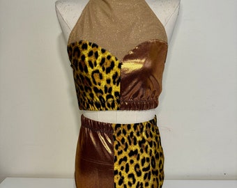 Leopard & Bronze Two-Piece Circus Costume: Pole, Aerial, Lyra