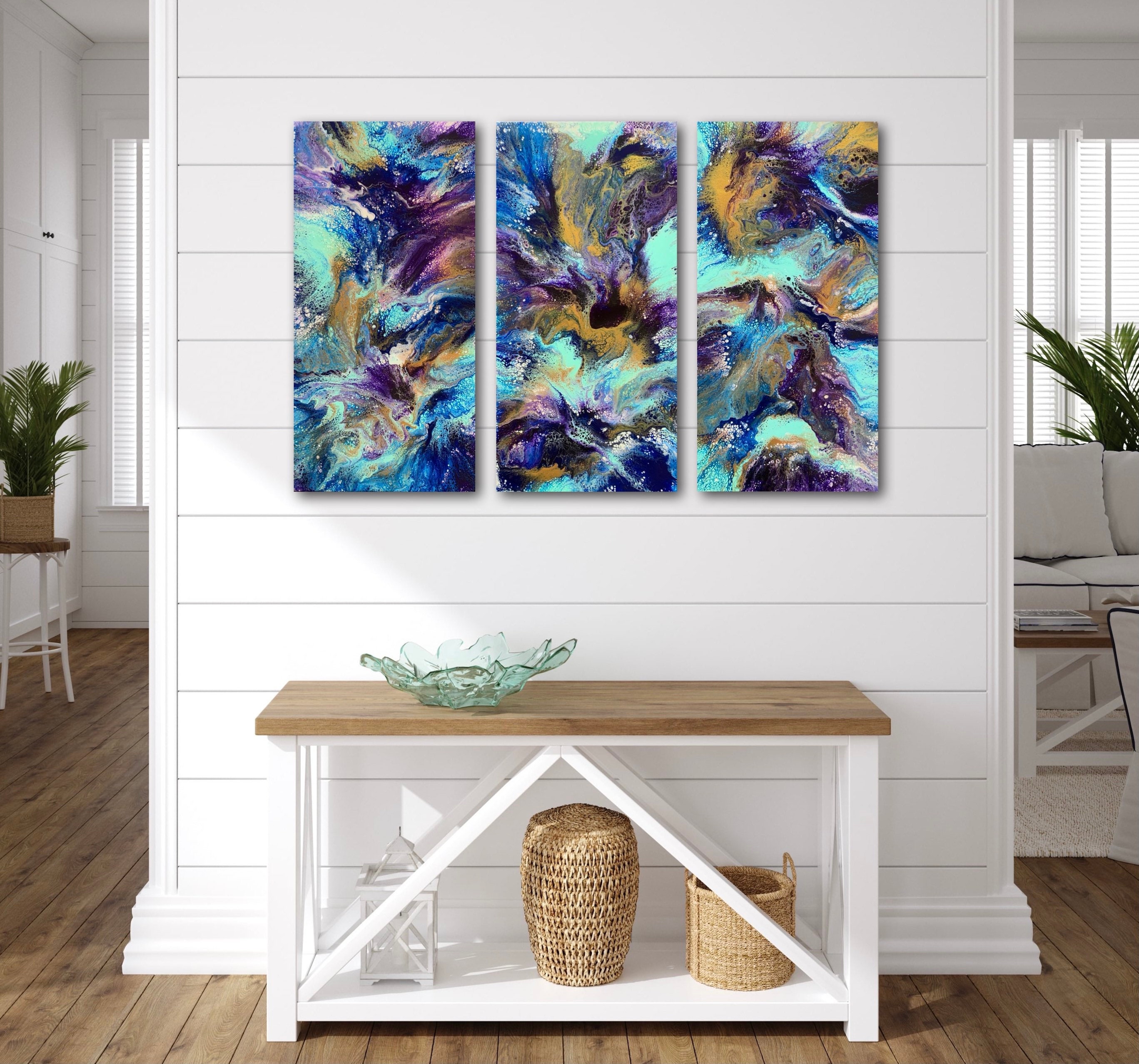 Gorgeous Triptych paintings/colourful abstract/set of 3 | Etsy