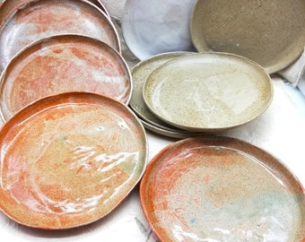 Handgemaakte dinerborden van steengoed 21/22 cm, mix & match