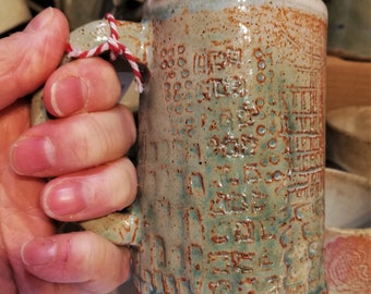 Ceramic Stoneware mug: Abstract Cityscape  design. Handmade