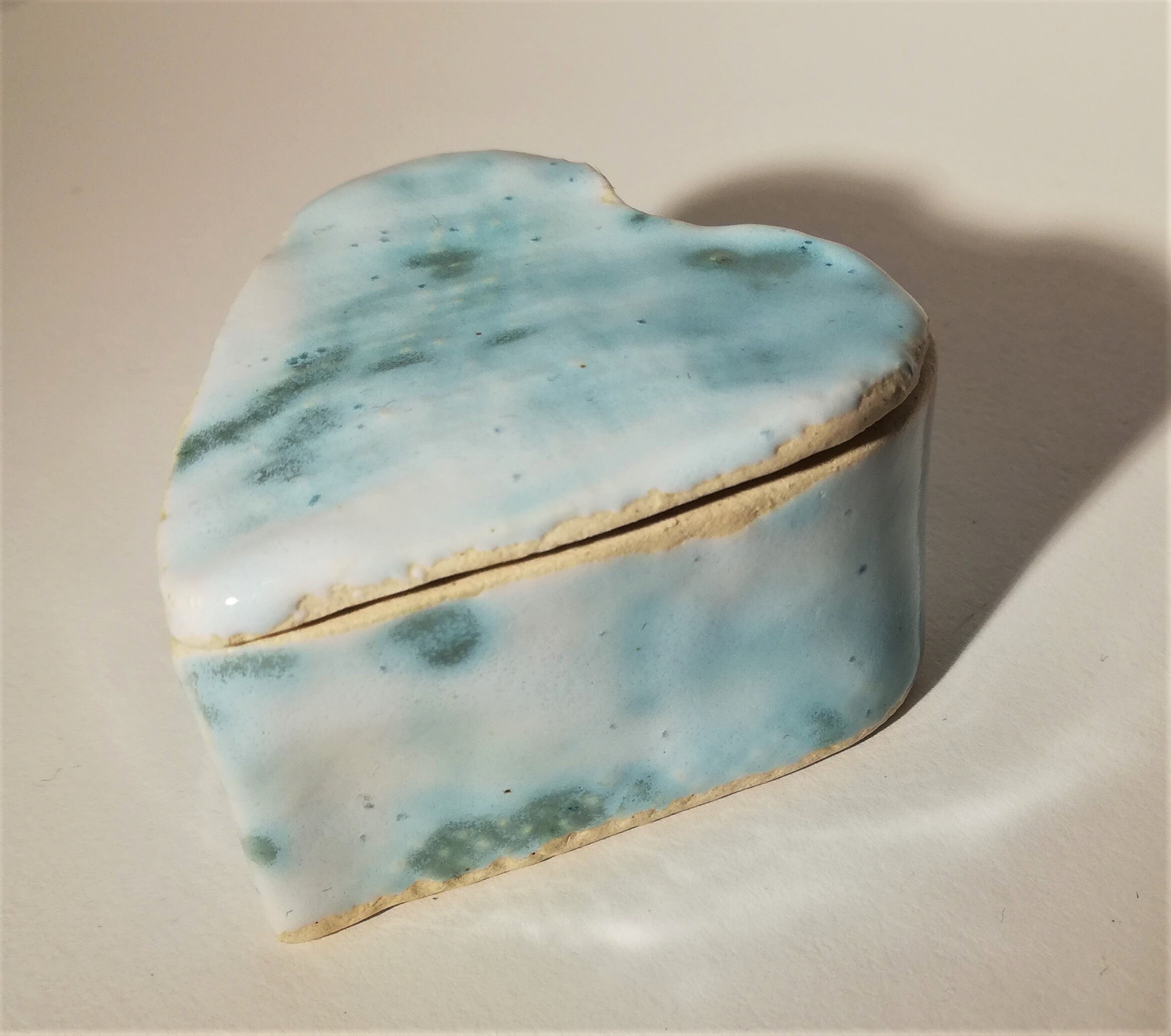 Ceramic Heart shaped Trinket box with lid Glazed. White Etsy