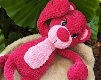 Handmade Crochet Pink Panther Plush, Amigurumi Toy