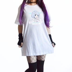 Yami Kawaii Anime Girl T-shirt, Jirai kei Fashion, Menhera Style, Pastel Goth Clothing, Oversized Cute Shirt, Gift for Egirl