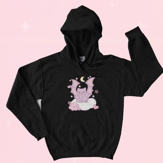 Pastel Goth Kawaii Cat Moon and Stars Sweatshirt Magical Etsy