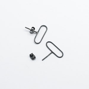 Silver Stud Earrings set - Silver Safety Pin Earrings - Silver Line Earrings - Staple Earrings - Minimalist Line Earrings, Edgy earrings