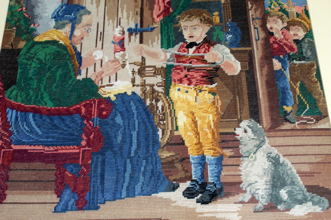 Wiehler gobelin Grandma with grandkids 28x 22 image 2