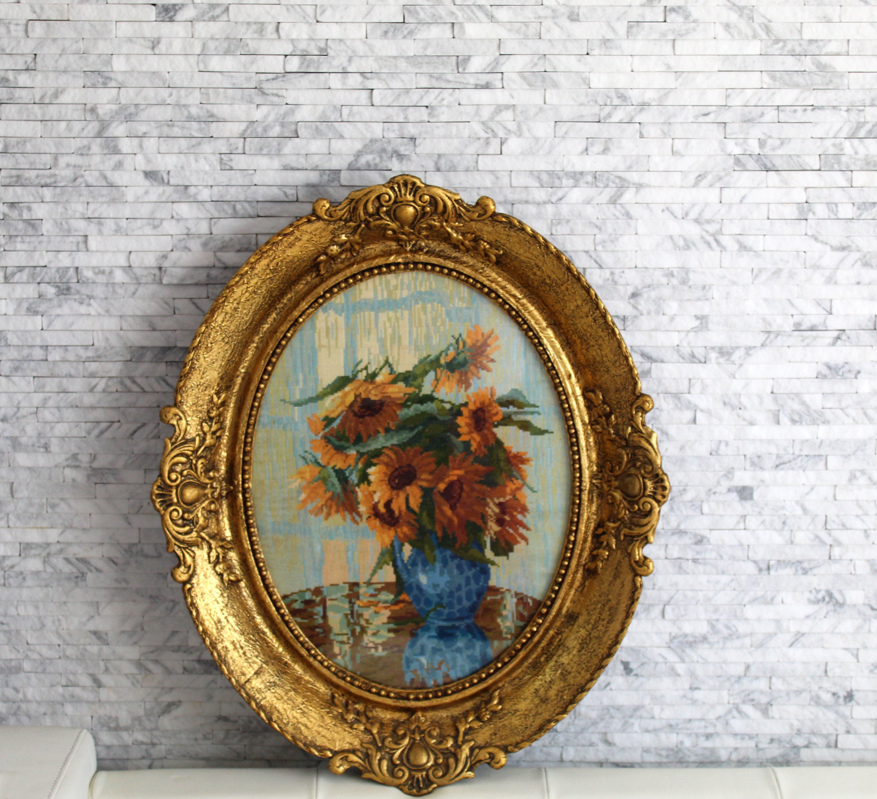 Vase of Flowers Handmade Gobelin Tapestry Wall Hanging Portrait Art & Collectibles Art Objects