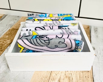 Washable kitchen roll, unpaper towel, 100% cotton, reusable cloth, 1 ply, Set of 10