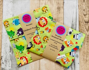 Sandwich Pouch, reusable food wrap, washable food wrap, Snack Pouch, Sandwich Wrap