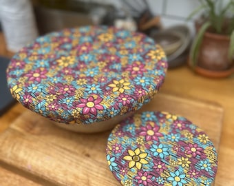 Reusable Cotton Bowl Covers with Elastic / eco friendly / food storage / dish storage