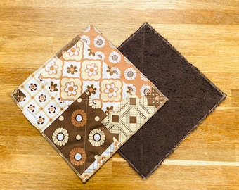 Retro Print Reusable Kitchen Roll: Set of 10 Washable Cotton Towels