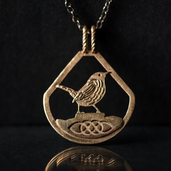 Irish Wren necklace / wren bird necklace / Zodiac necklace/ Celtic jewelry/ bird necklace Gemini zodiac/horoscope necklace/ nature jewelry