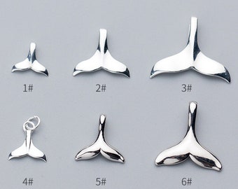 SC2714 6 Whale Tail Charms Antique Silver Tone 3D Larger Size