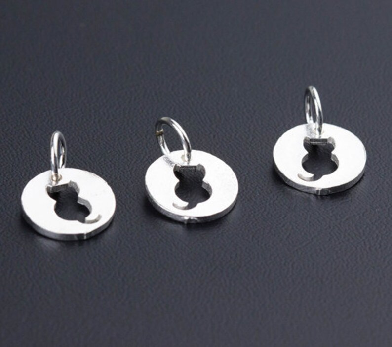 solid 925 sterling silver flower disc coin charm pendant 10mm