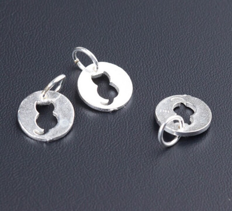 solid 925 sterling silver flower disc coin charm pendant 10mm