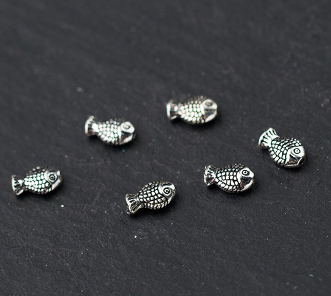 4 Pieces 69mm Sterling Silver Fish Beads 925 Silver Fish Etsy