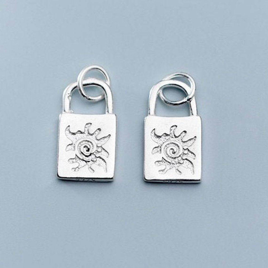 2pcs 15.58.5mm Sterling Silver Padlock Charms Padlock Clasp Etsy